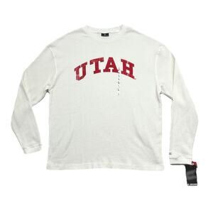 Utah UTES Thermal Shirt Mens Large NCAA Long Sleeve White COLOSSEUM College